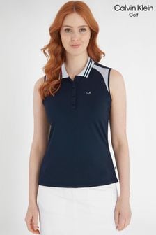 Calvin Klein Golf Navy Blue Mohawk Sleeveless Polo Shirt (D68635) | €31