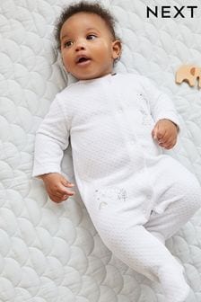 White Velour Baby Sleepsuit (0mths-2yrs) (D68717) | €17 - €20