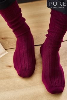 Pure Collection Mens Red Cashmere Socks (D68792) | €58