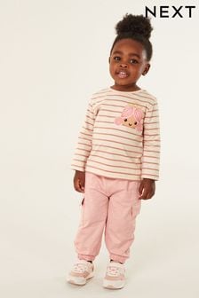 Pink Stripe Cargo Trousers Set (3mths-7yrs) (D68827) | €11 - €14
