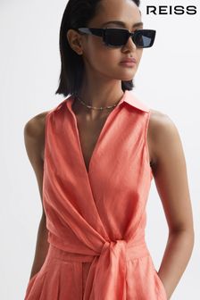 Reiss Coral Suki Sleeveless Linen Playsuit (D68887) | AED1,066