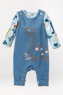 Lily & Jack Blue Two Piece Baby Dungarees and Top set (D68909) | 109 QAR