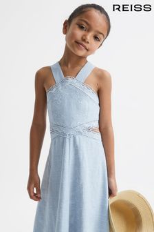Reiss Blue Louisa Junior Embroidered Dress (D68935) | AED504