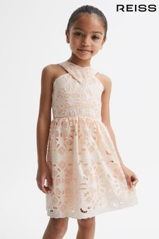 Reiss Pink Callie Junior Cross Back Lace Dress (D68937) | OMR56