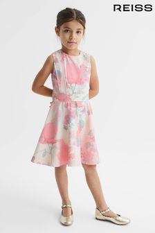 Reiss Pink Monica Junior Floral Printed Belted Dress (D68947) | €45