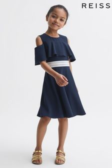Reiss Navy Paulina Senior Off-The-Shoulder Dress (D68949) | AED389