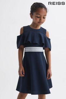 Reiss Navy Paulina Junior Off-The-Shoulder Dress (D68951) | 383 SAR