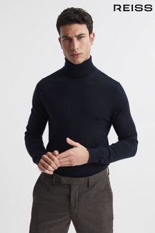 Reiss Navy Caine Slim Fit Merino Wool Roll Neck Jumper (D68957) | kr2,005