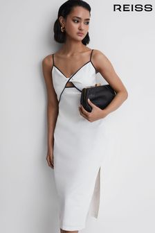 Reiss White Leona Strappy Cotton-Linen Midi Dress (D68979) | 239 €