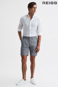 Reiss Blue Nassau Prince of Wales Check Elasticated Shorts (D68995) | SGD 215