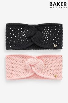 Baker By Ted Baker Girls Multi 2 Pack Diamanté Knitted Headbands (D69189) | DKK240
