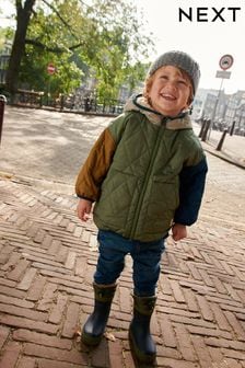 Brown Quilted Borg Lined Jacket (3mths-7yrs) (D69222) | €33 - €39