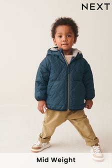 Teal Blue Quilted Borg Lined Jacket (3mths-7yrs) (D69223) | KRW51,200 - KRW59,800