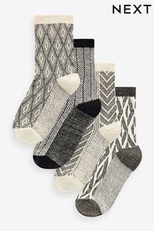 Black & White Geo Metallised Fibres Ankle Socks 4 Pack (D69275) | 357 UAH