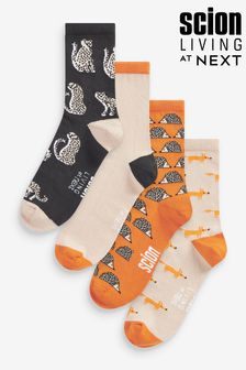 Ochre/Grey Scion At Next Ankle Socks 4 Pack (D69281) | OMR5