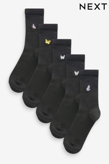 Butterfly Embroidered Motif Ankle Socks 5 Pack (D69284) | kr200