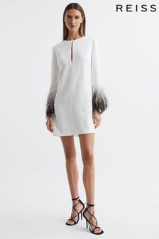 Halston Tailored Feather Sleeve Mini Dress (D69339) | ر.ق 3,885