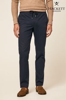 Hackett London Mens Blue Elastic Waist Chino Trousers (D69542) | €91