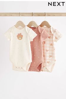 白／粉 - 嬰兒短袖連身衣 3 件裝 (D70066) | NT$620 - NT$710