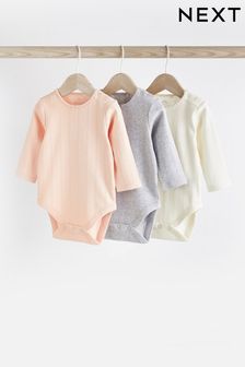 粉色/灰色/白色織網花紋 - 嬰兒長袖連身衣3件組 (D70078) | NT$670 - NT$750