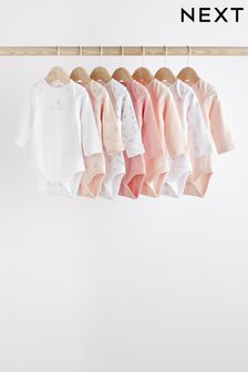 Pale Pink 7 Pack Baby Long Sleeve Bodysuits (D70081) | €24 - €27