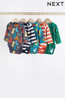 Bright Dinosaur Baby Long Sleeve Bodysuits 5 Pack (D70133) | AED60 - AED67