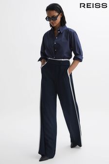 Bleu marine - Pantalon large Reiss Lina à taille haute (D70163) | €209