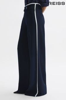 Reiss Navy Lina Petite High Rise Wide Leg Trousers (D70164) | €233