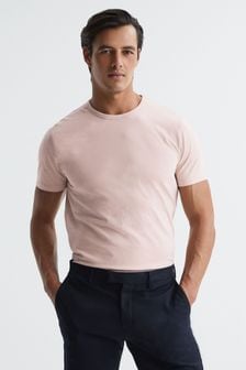 Reiss Soft Pink Melrose Cotton Crew Neck T-Shirt (D70180) | SGD 96