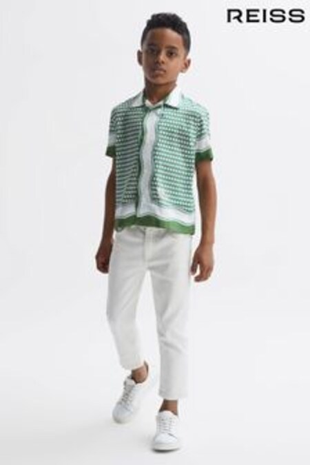 Reiss Green Vanpelt Senior Printed Cuban Collar Short Sleeve Shirt (D70189) | 65 €