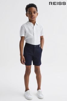 Reiss White Holiday Senior Short Sleeve Linen Shirt (D70199) | OMR29