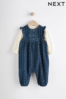 Bleu - Ensemble salopette et body en velours côtelé bébé (0 mois - 2 ans) (D70233) | 28€ - 31€