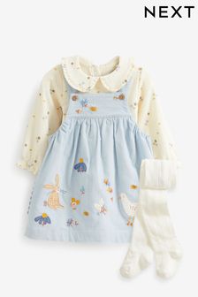 Blue Baby Pinafore Dress And Bodysuit 3 Piece Set (0mths-2yrs) (D70237) | OMR12 - OMR13