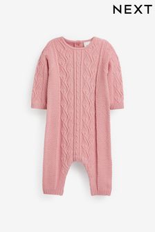 Pink, Zopfmuster - Baby-Strickstrampler (0 Monate bis 2 Jahre) (D70254) | 18 € - 19 €