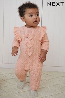 Pale Pink Baby Cable Knitted Rompersuit (0mths-2yrs) (D70259) | €14 - €16