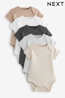Neutral Essential Baby Short Sleeve Bodysuits 5 Pack (D70298) | ₪ 54 - ₪ 62