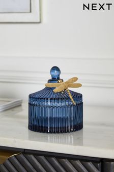 Navy Dragonfly Glass Trinket Pot (D70359) | 12 €
