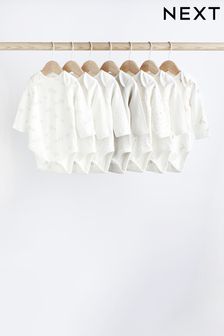 Delicate White Animal 7 Pack Baby Printed Long Sleeve Bodysuits (D70403) | OMR8 - OMR9