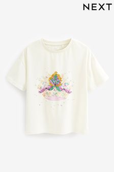 Ecru White Sequin Crown T-Shirt (3-16yrs) (D70615) | €11 - €16