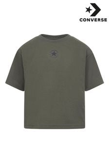 卡其綠色 - Converse超大版型Chuck拼接方形T恤 (D70628) | NT$840
