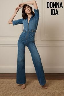 אוברול ארוך מג'ינס מתרחב של Donna Ida דגם Cassandra בכחול