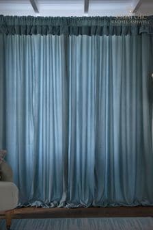 Shabby Chic by Rachel Ashwell® Aqua Blue Pencil Pleat Velvet Ruffle Lined Curtains (D70676) | €95 - €232