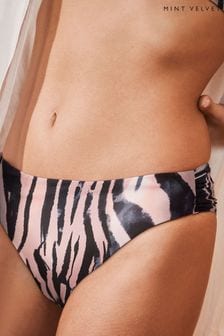 Mint Velvet Black Tiger Ruched Side Bikini Brief (D70692) | €14.50