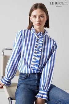 Lk Bennett Stripe Camille Cotton-silk Ruffle Blouse (D70729) | 279 €