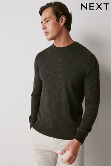 Granatowy - Melanżowy sweter o regularnym kroju z okrągłym dekoltem (D70932) | 64 zł