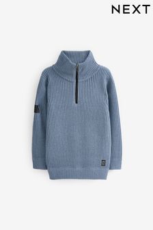 Blue Utility Zip Neck Jumper (3-16yrs) (D71330) | AED64 - AED81