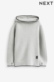 Grey Ribbed Utility Style Hooded Jumper (3-16yrs) (D71340) | TRY 489 - TRY 633