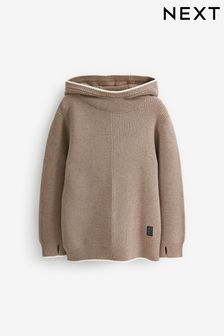 Taupe Brown Ribbed Utility Style Hooded Jumper (3-16yrs) (D71341) | €10.50 - €13