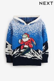 Cobalt Blue Santa Knitted Christmas Jumper (3-16yrs) (D71483) | €12.50 - €14.50