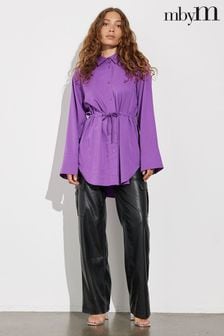 Mbym Oversize-Hemd mit geraffter Taille, Violett (D71499) | 63 €